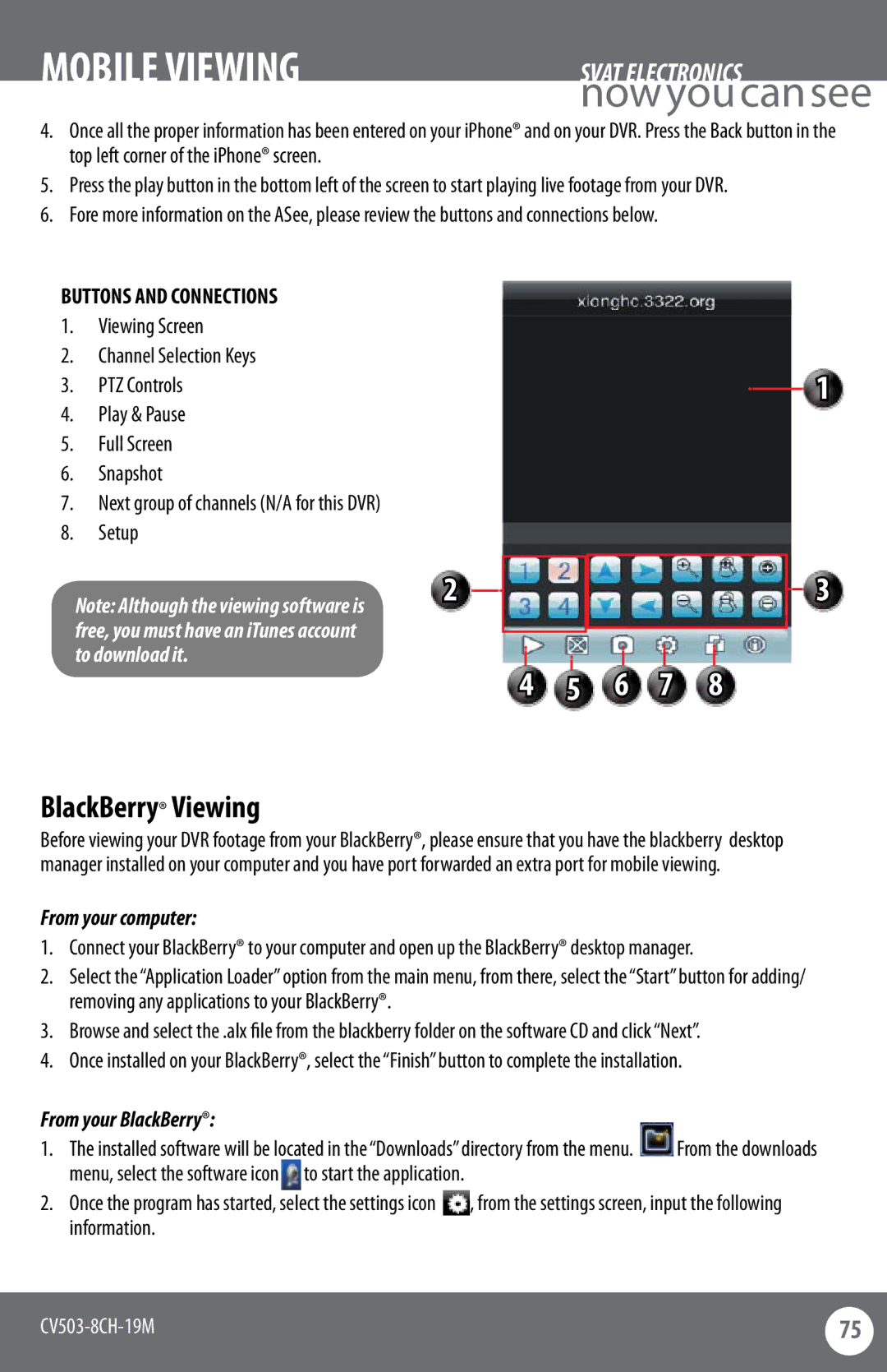 SVAT Electronics CV503-8CH instruction manual From your computer, From your BlackBerry, Information 