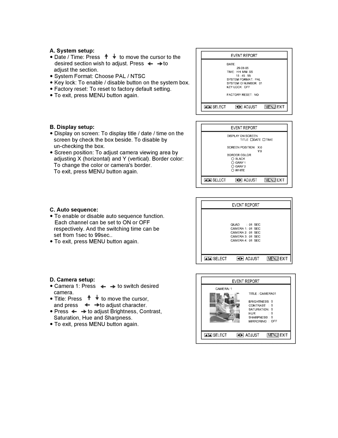 SVAT Electronics CVQ1000 user manual System setup 