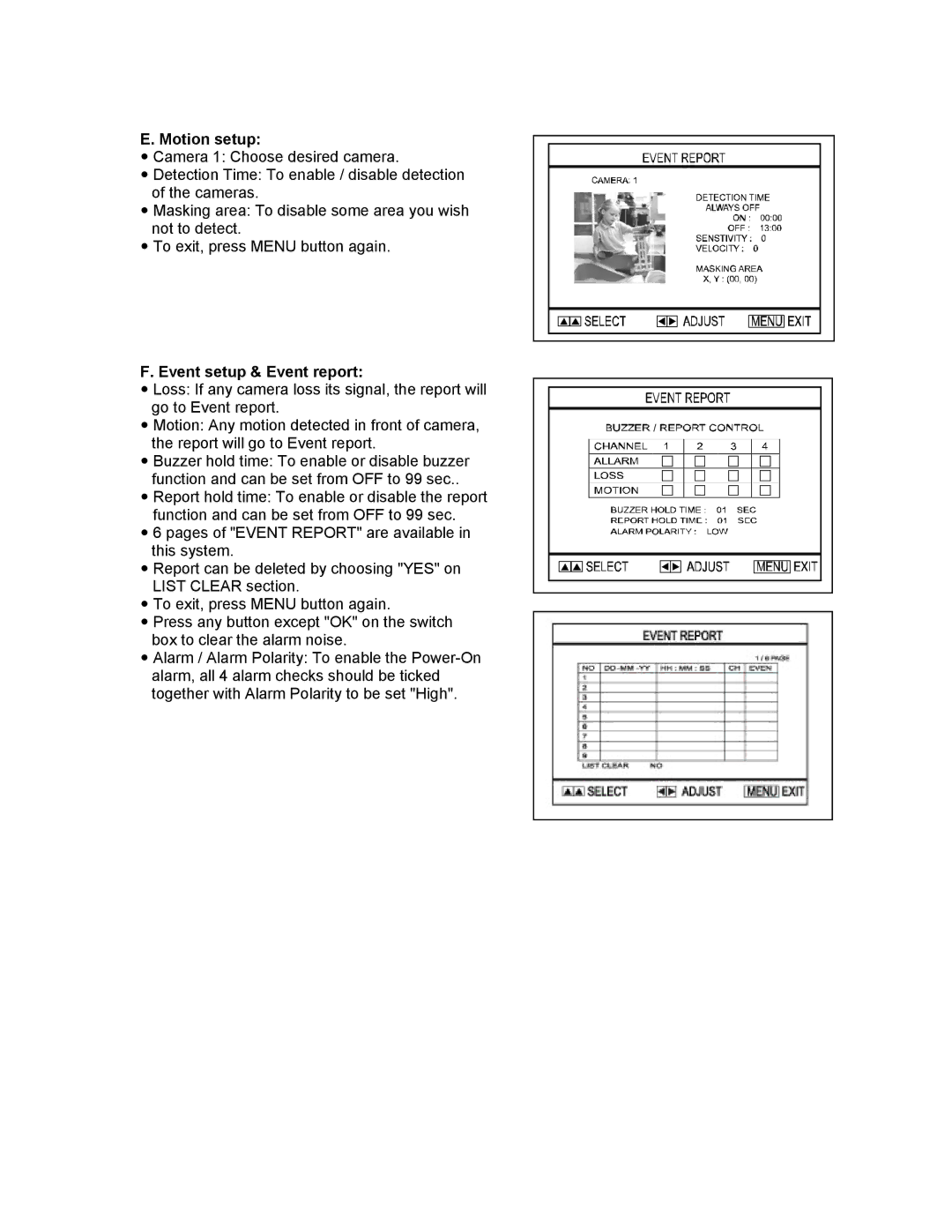 SVAT Electronics CVQ1000 user manual Motion setup 