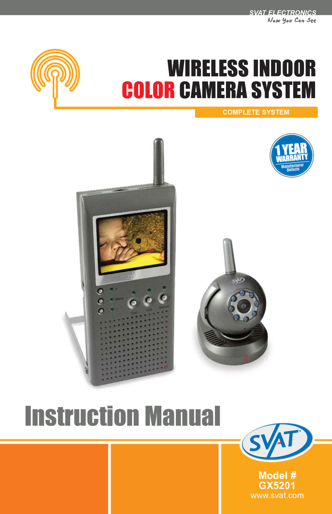 SVAT Electronics GX5201 instruction manual Wireless Indoor Color Camera System 