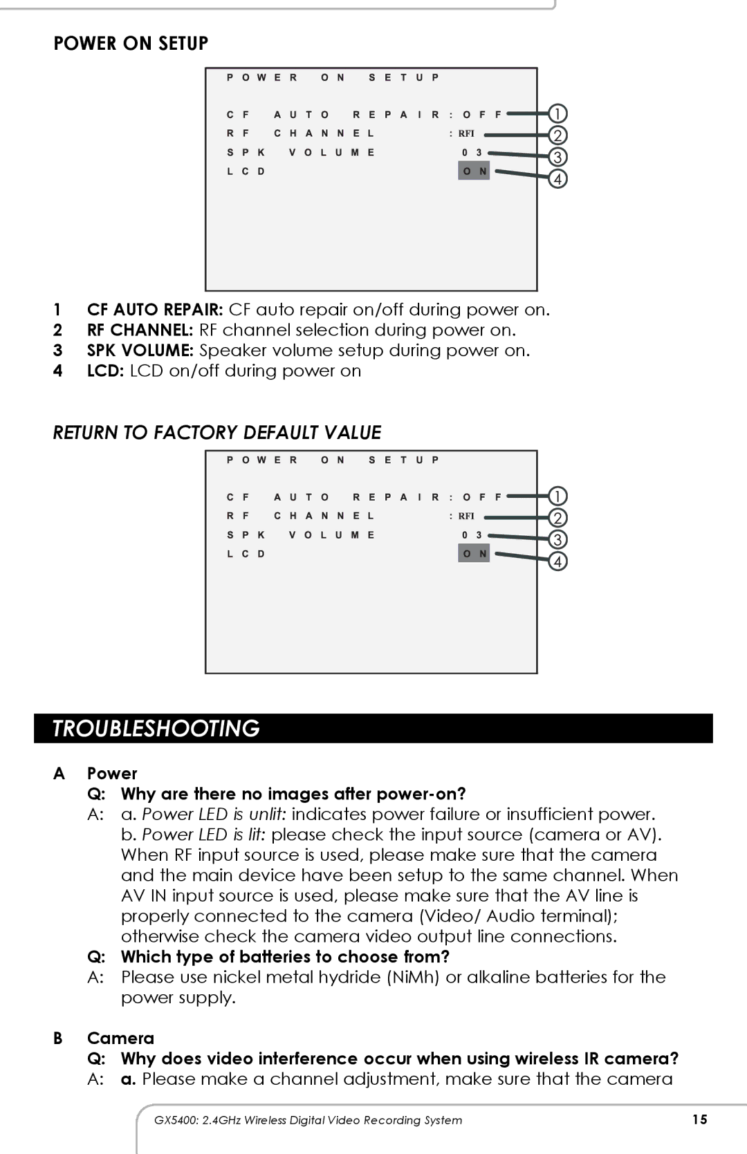 SVAT Electronics GX5400 manual Power Why are there no images after power-on?, Which type of batteries to choose from? 