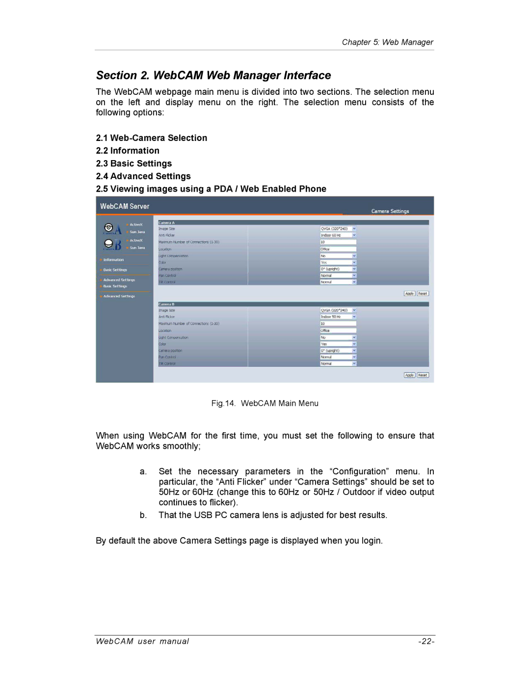 SVAT Electronics IP100, IP200, IP300 user manual WebCAM Web Manager Interface 