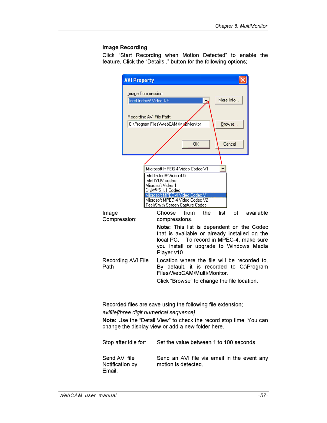 SVAT Electronics IP200, IP100, IP300 user manual Image Recording, Avifilethree digit numerical sequence 