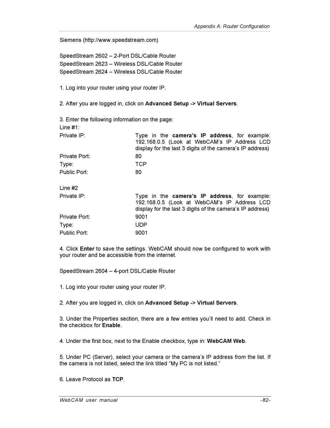 SVAT Electronics IP100, IP200, IP300 user manual Private Port Type 