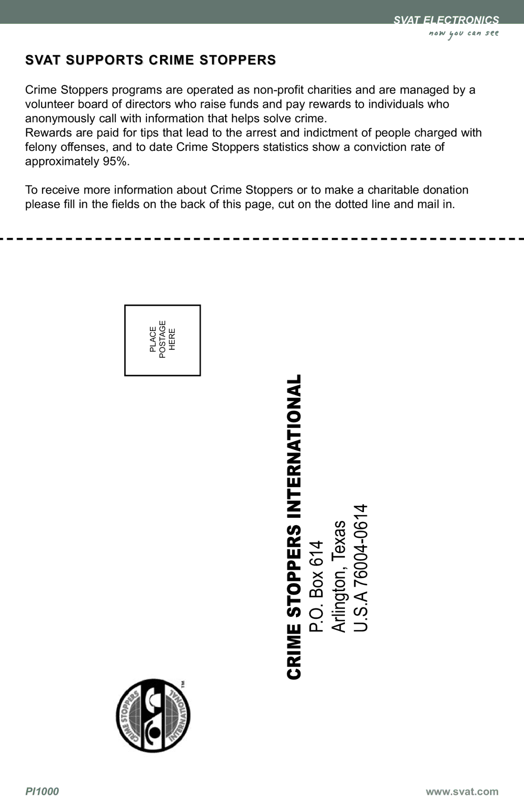 SVAT Electronics PI1000 instruction manual International 