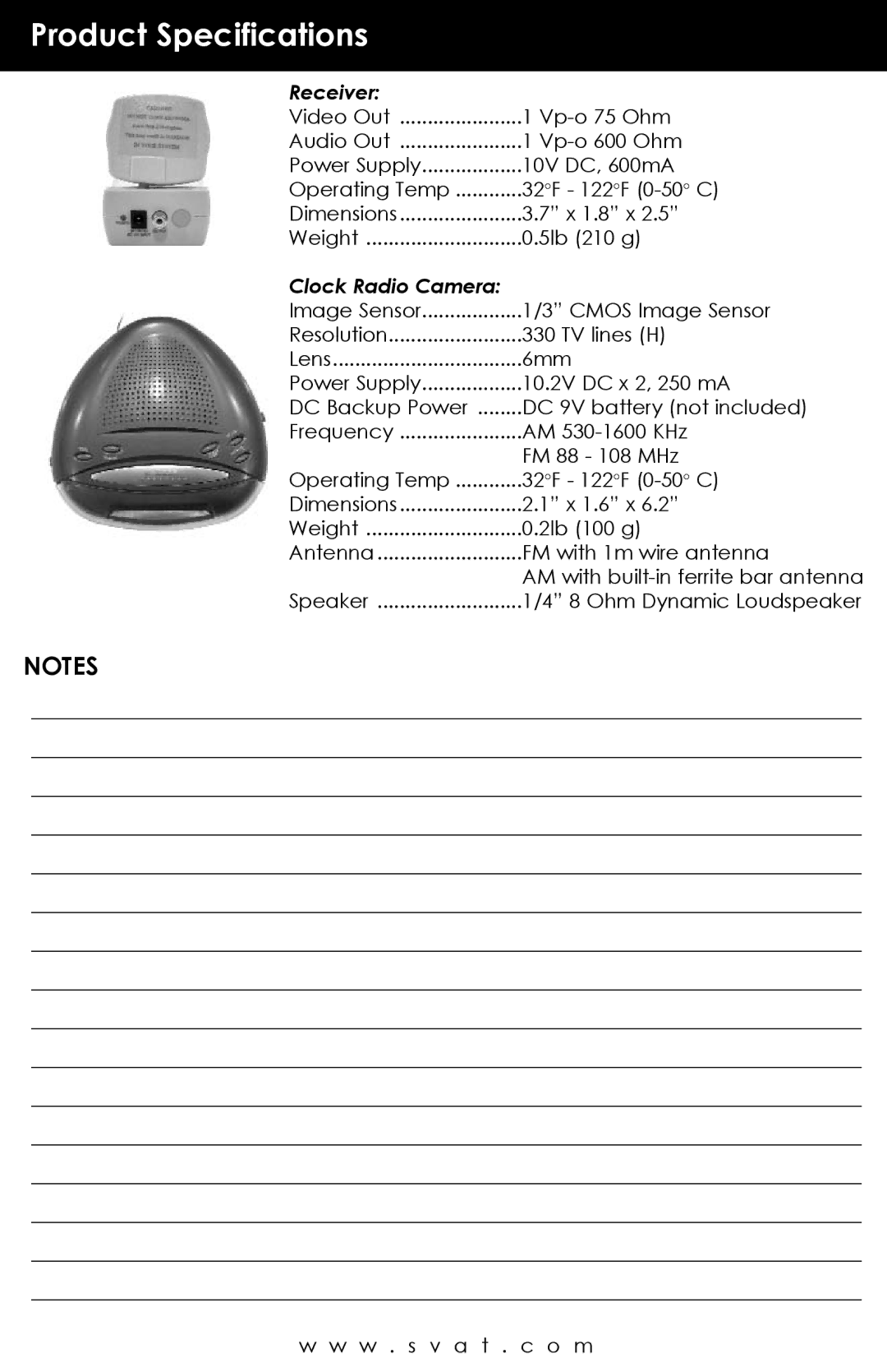 SVAT Electronics pmn user manual Product Specifications, Receiver 