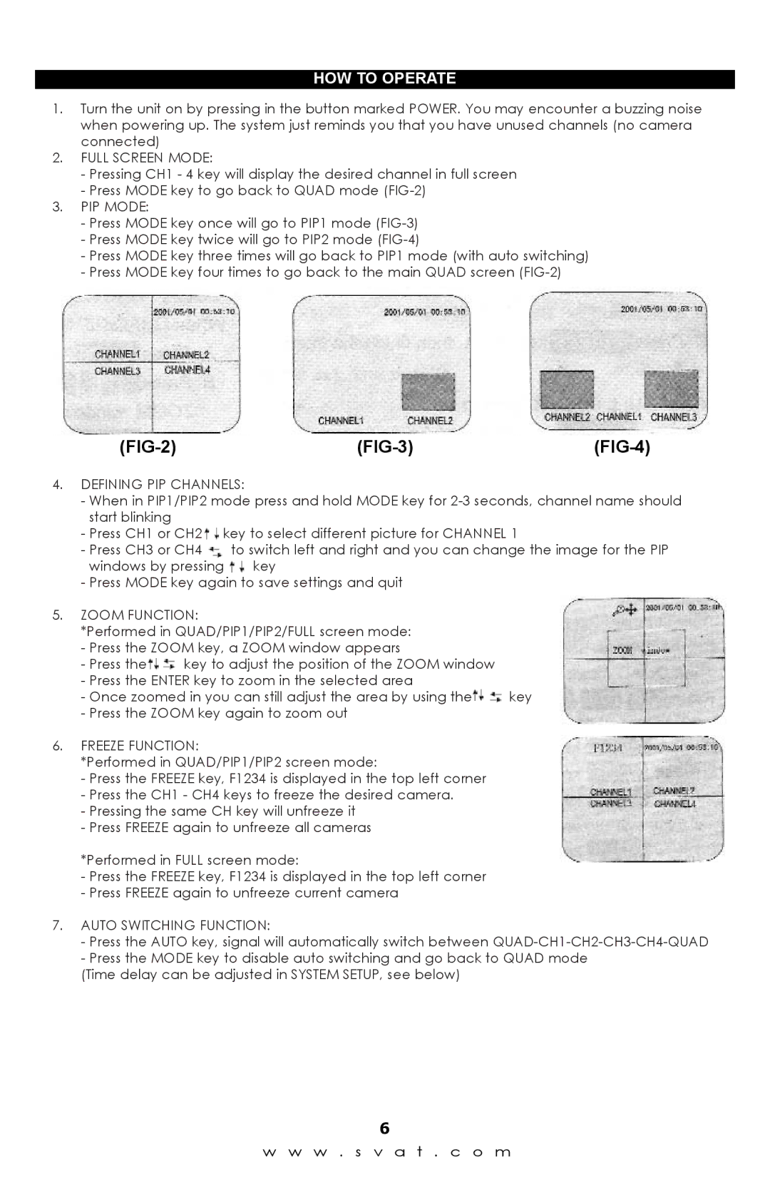 SVAT Electronics Q1204 instruction manual FIG-2 FIG-3 FIG-4, HOW to Operate 