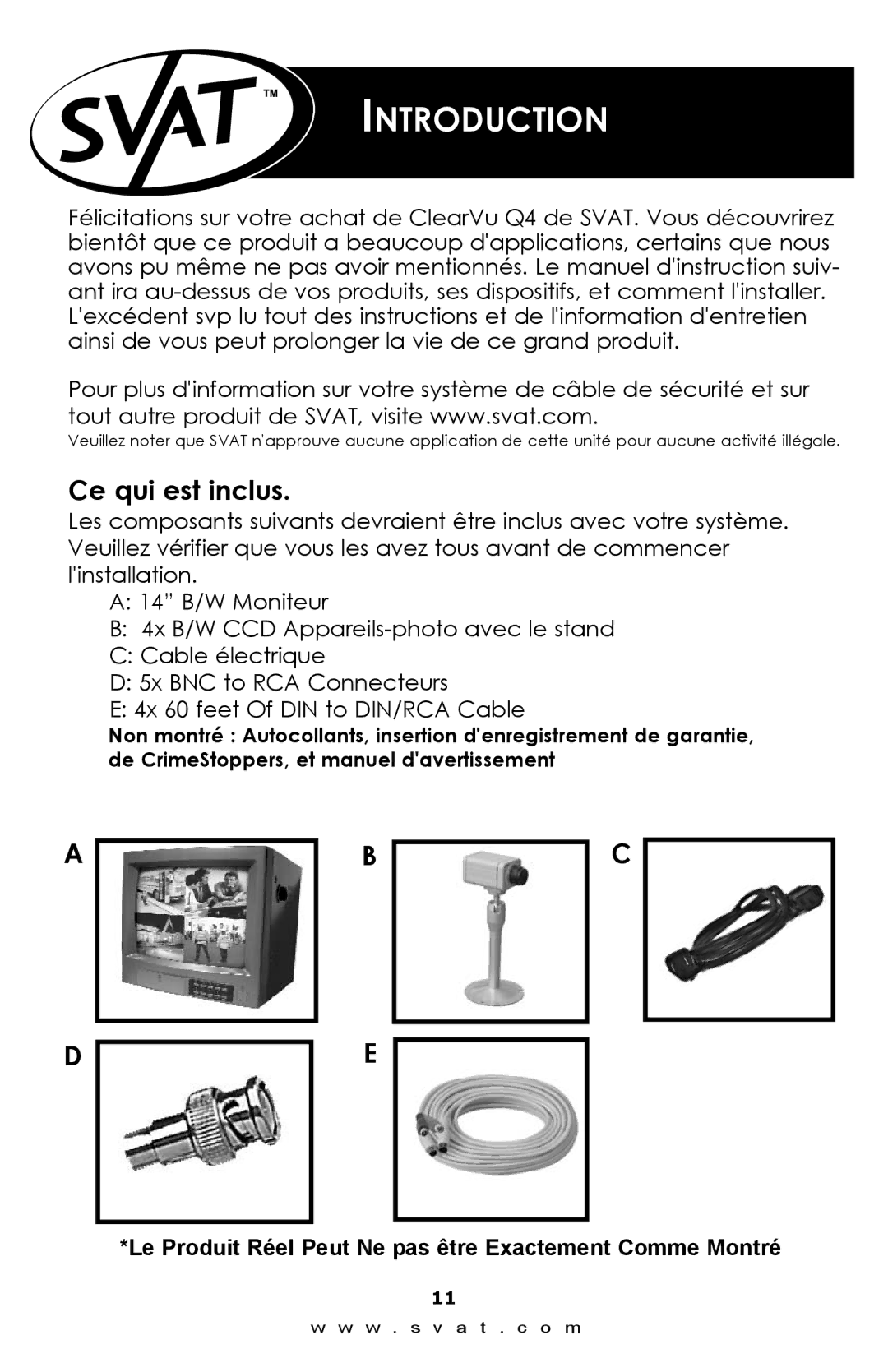 SVAT Electronics Q1404 instruction manual Ce qui est inclus 