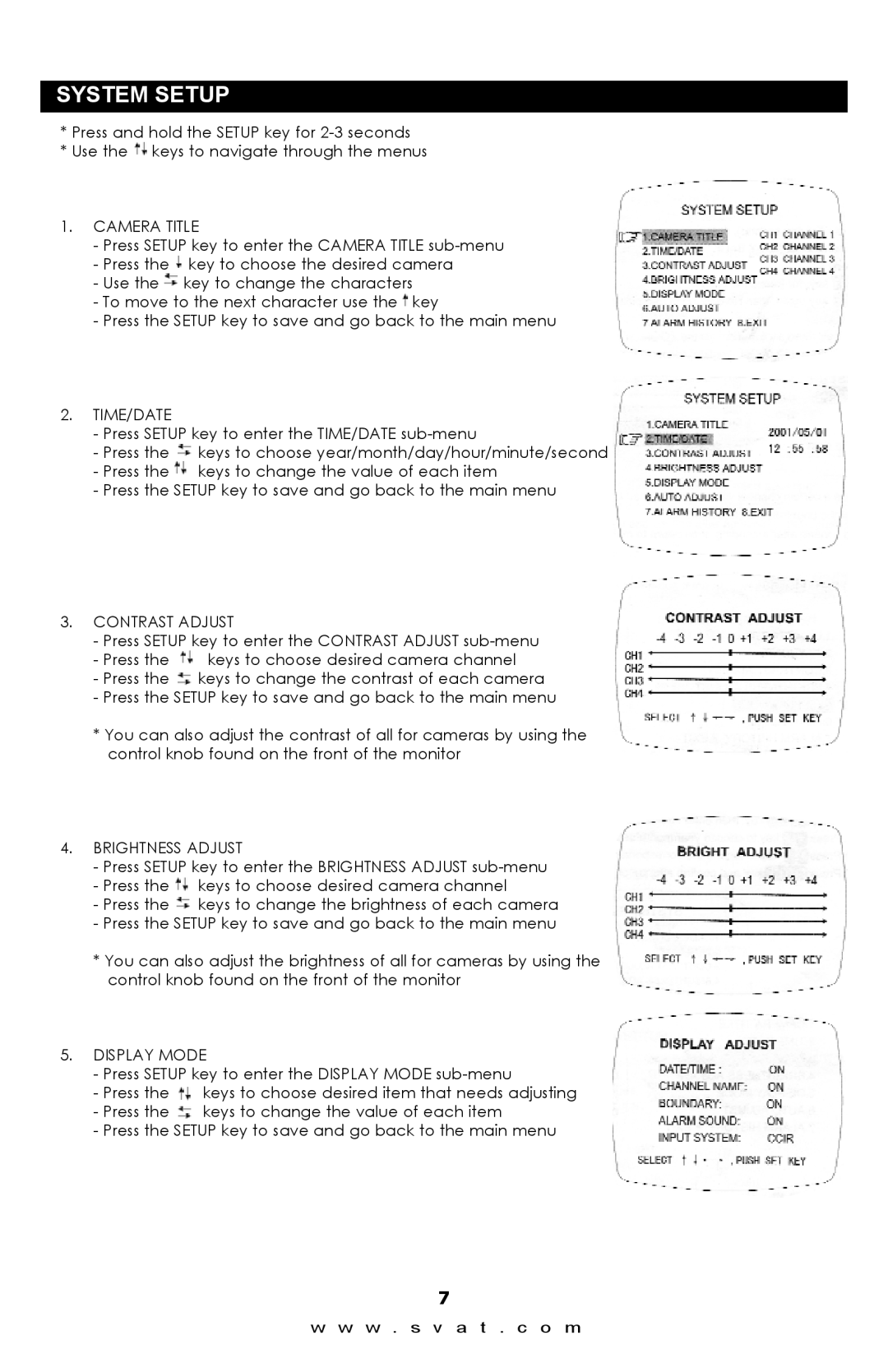 SVAT Electronics Q1404 instruction manual System Setup 