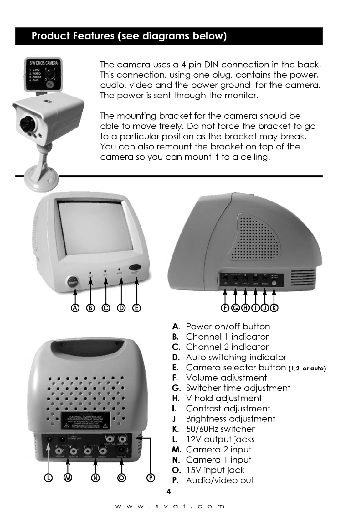 SVAT Electronics qxd600 instruction manual Product Features see diagrams below 