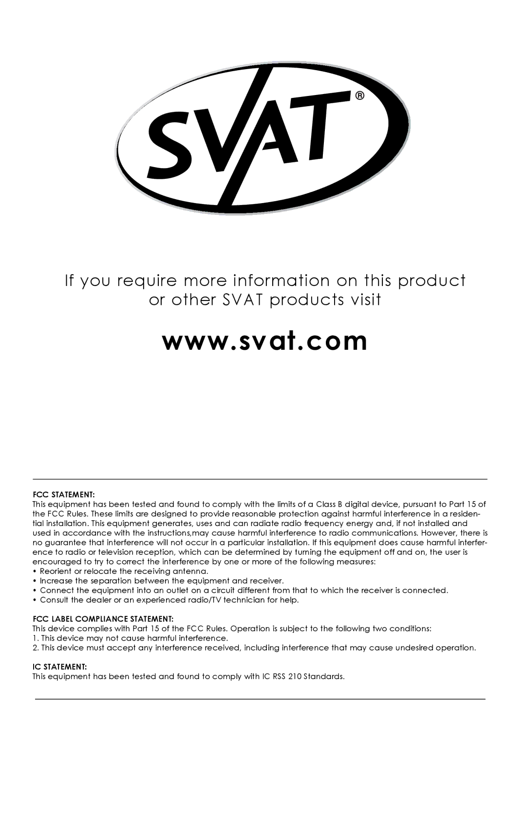 SVAT Electronics UC1301 instruction manual IC Statement 