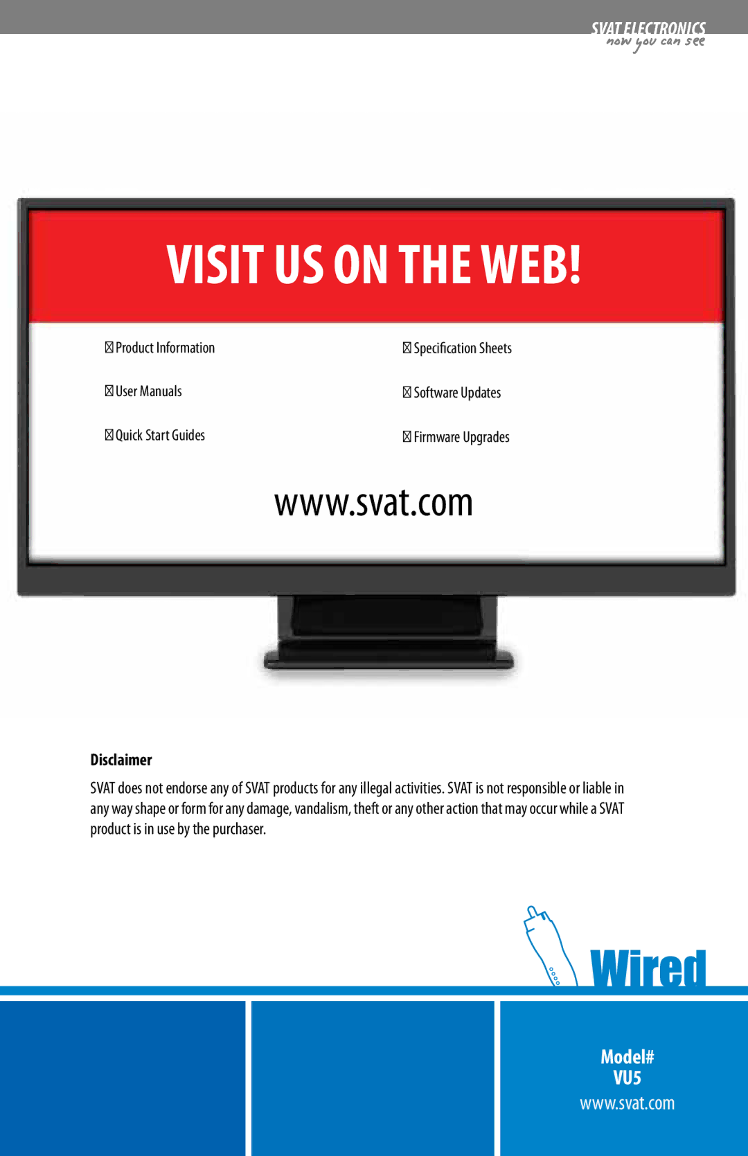 SVAT Electronics VU5 instruction manual Visit US on the WEB 