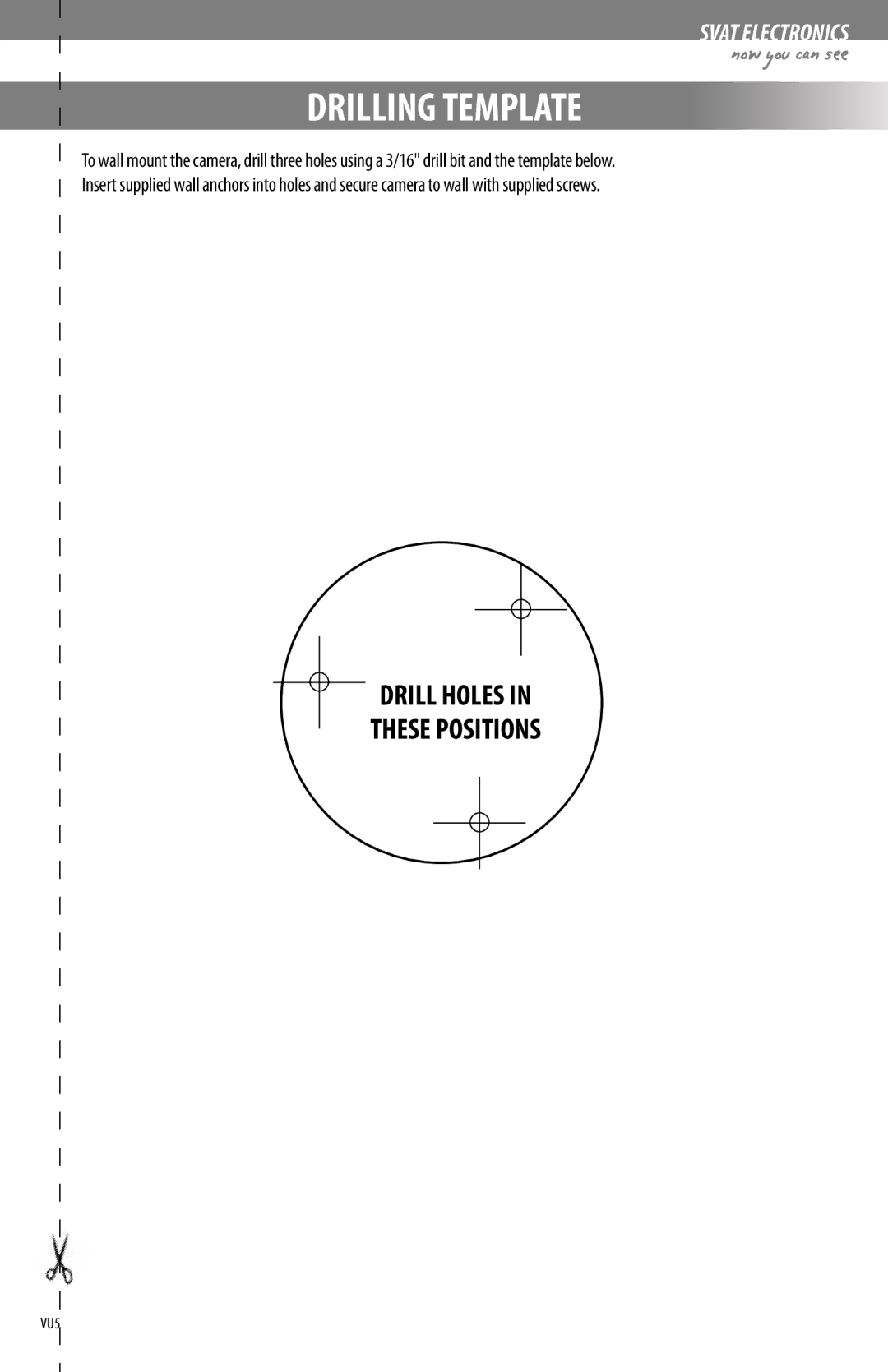 SVAT Electronics VU5 instruction manual Drilling Template 