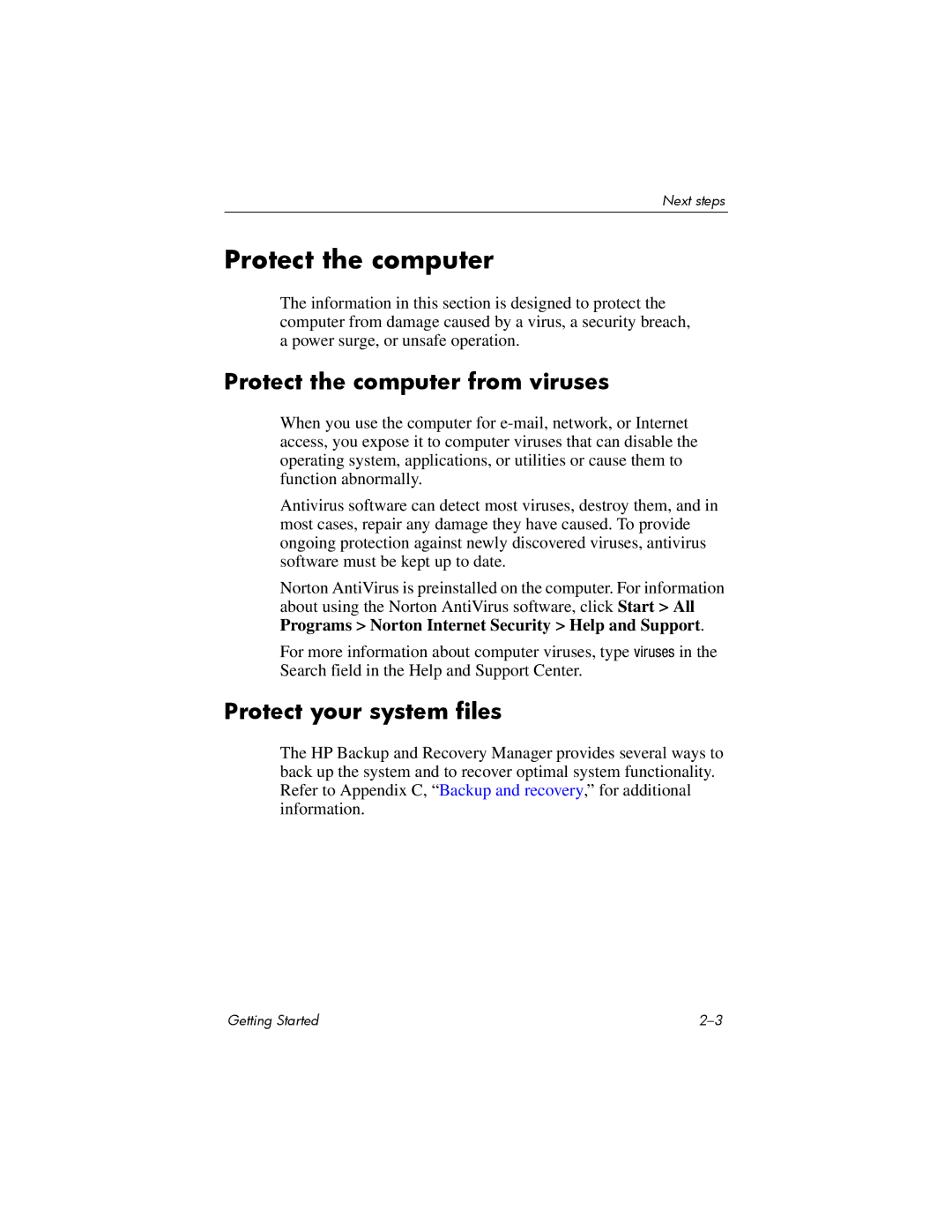 Swann 410769-001 manual Protect the computer from viruses, Protect your system files 