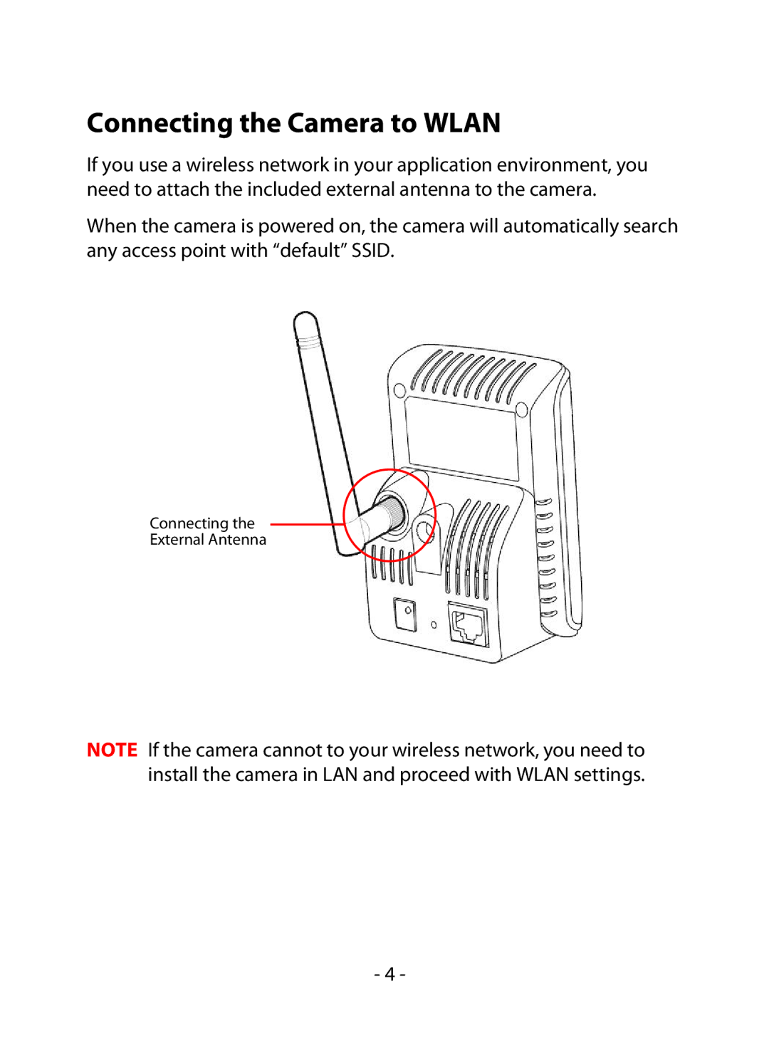 Swann 500 manual Connecting the Camera to Wlan 