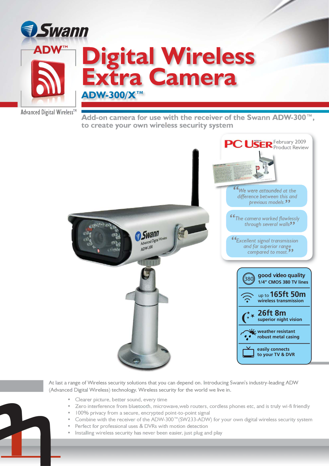 Swann ADW-300/X manual Adwtm Digital Wireless Extra Camera 