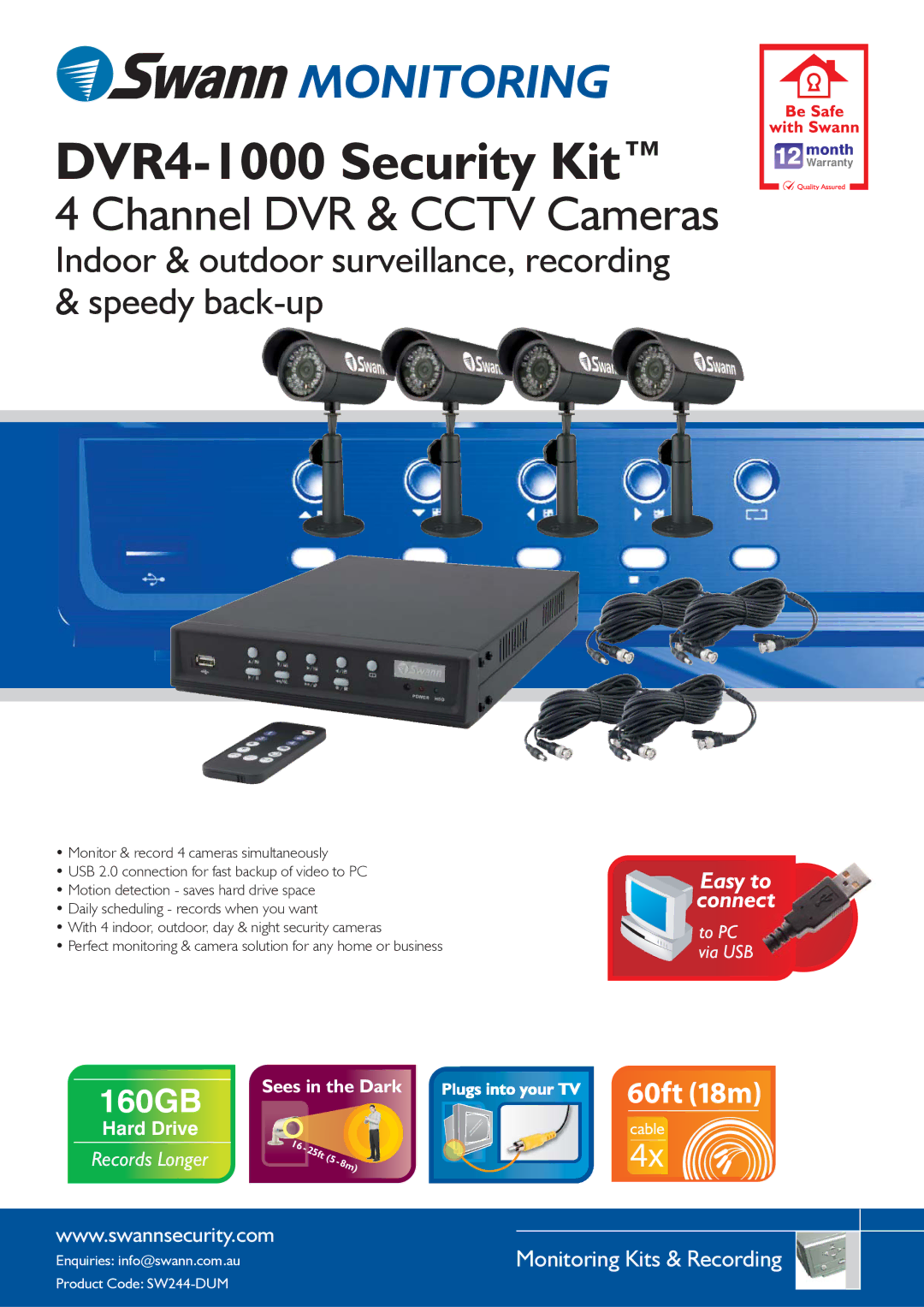 Swann warranty DVR4-1000 Security Kit 