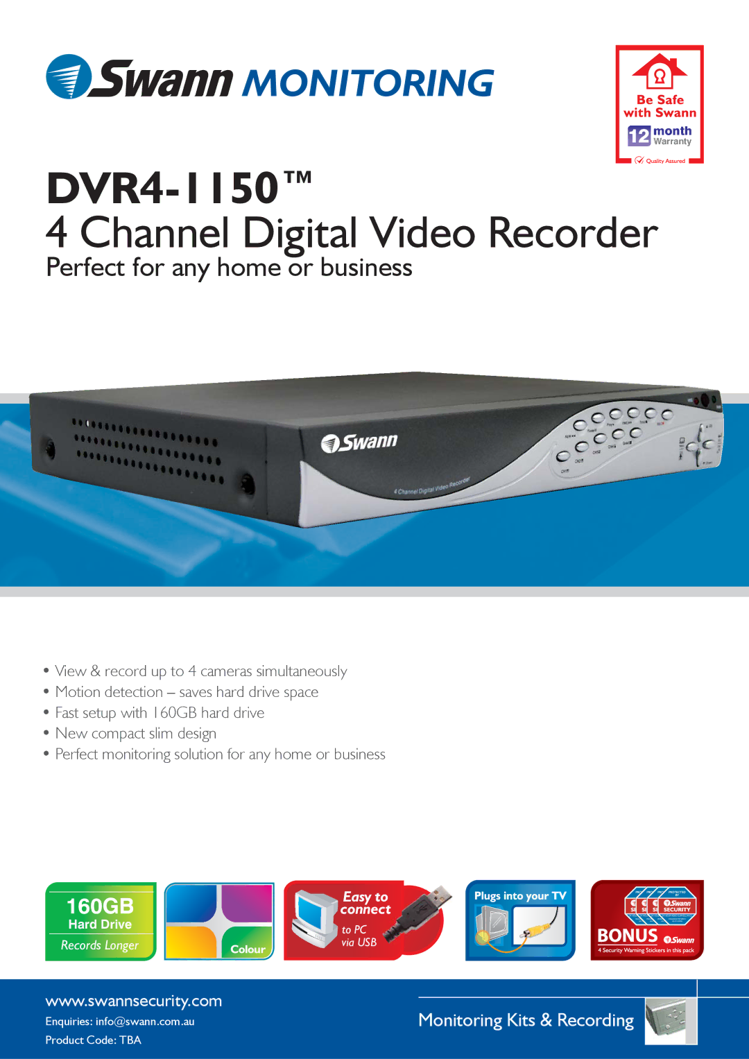 Swann DVR4-1150 warranty 