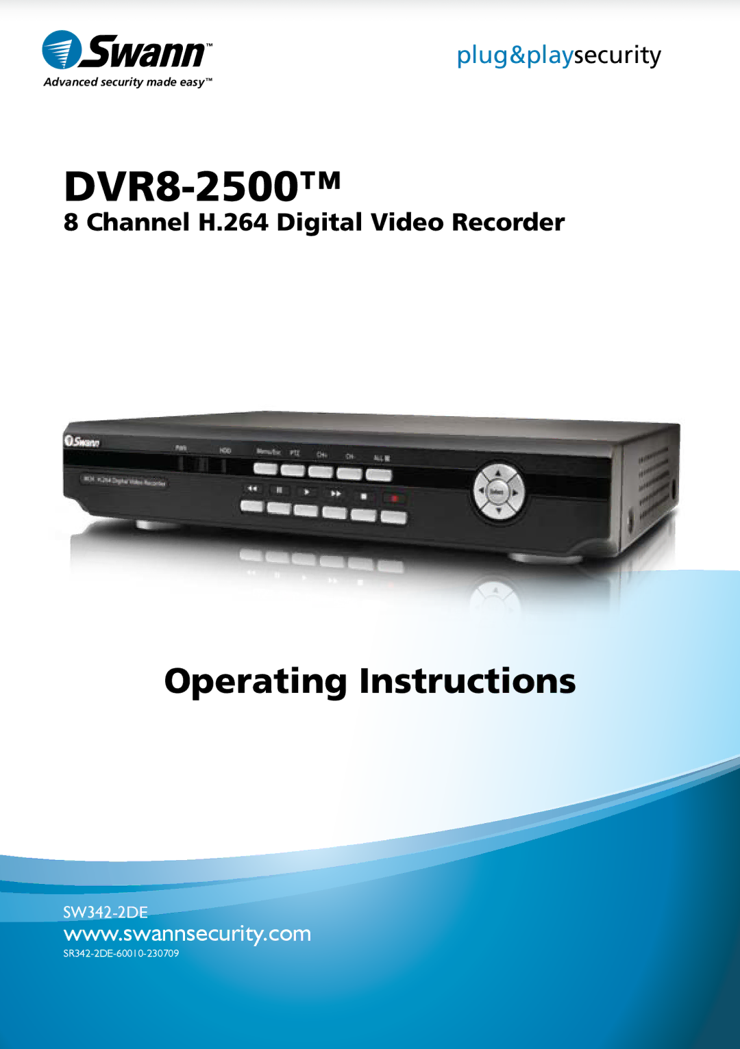 Swann DVR8-2500 manual 