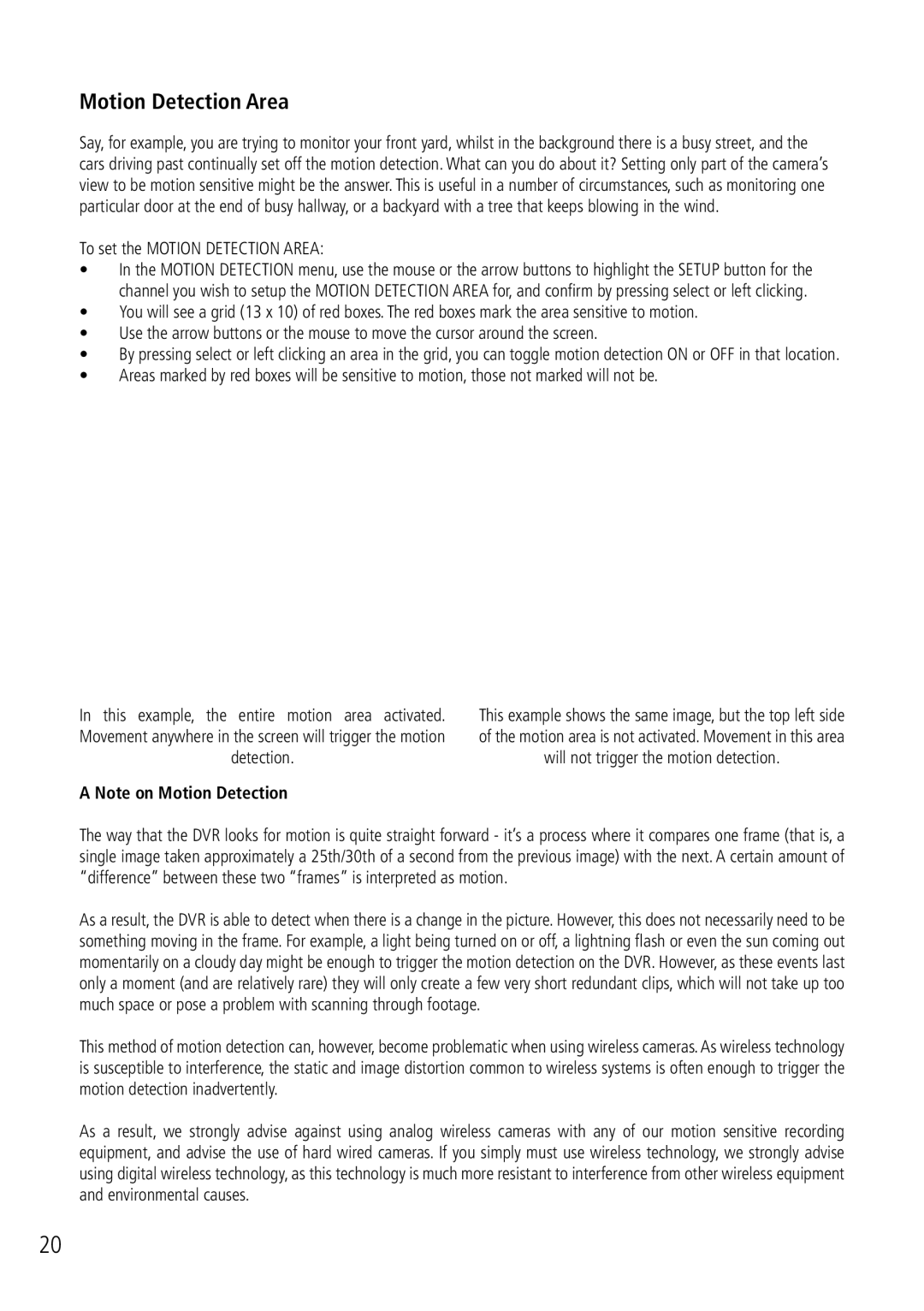 Swann DVR8-2500 manual To set the Motion Detection Area 