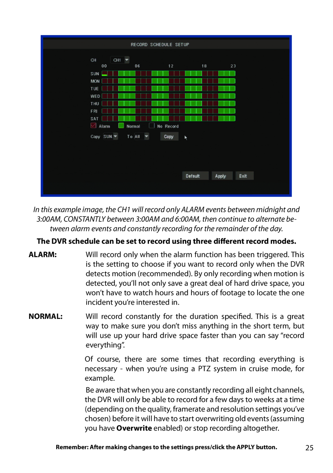 Swann H.264 manual Recording Schedule 