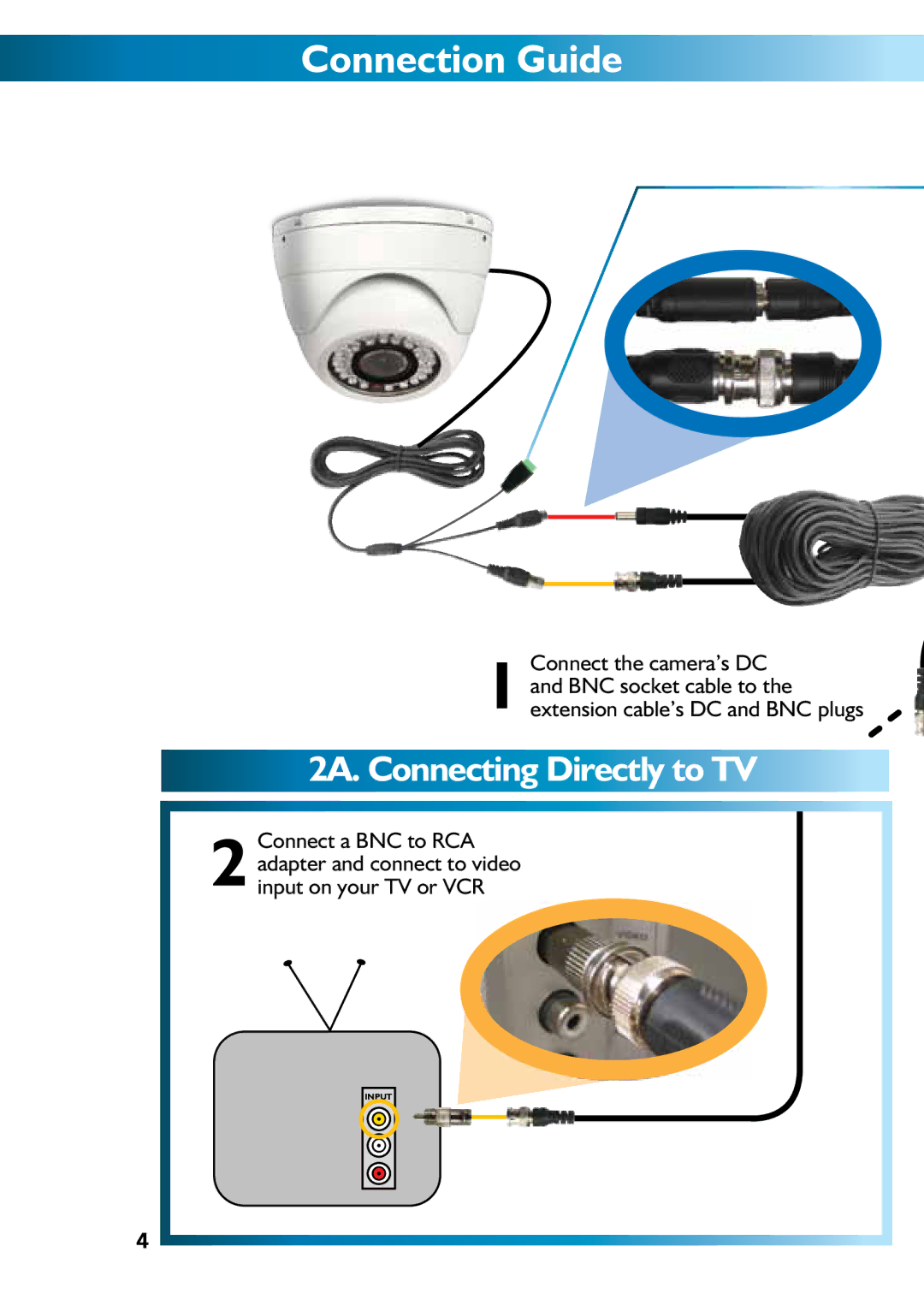 Swann M771CAM190312E manual Connection Guide, 2A. Connecting Directly to TV 