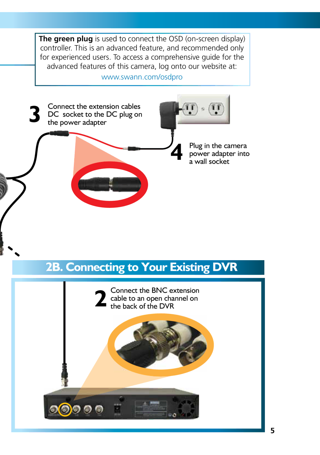 Swann M771CAM190312E manual 2B. Connecting to Your Existing DVR 