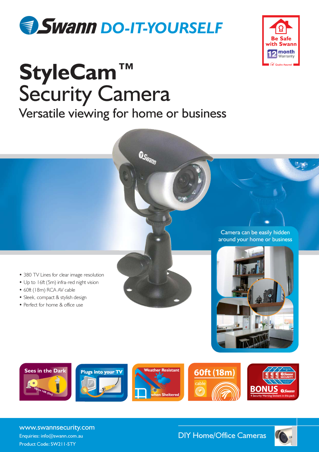 Swann StyleCam warranty 