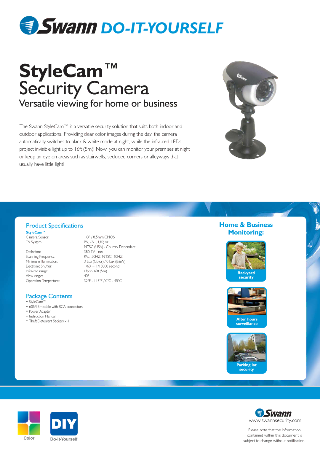 Swann StyleCam warranty 