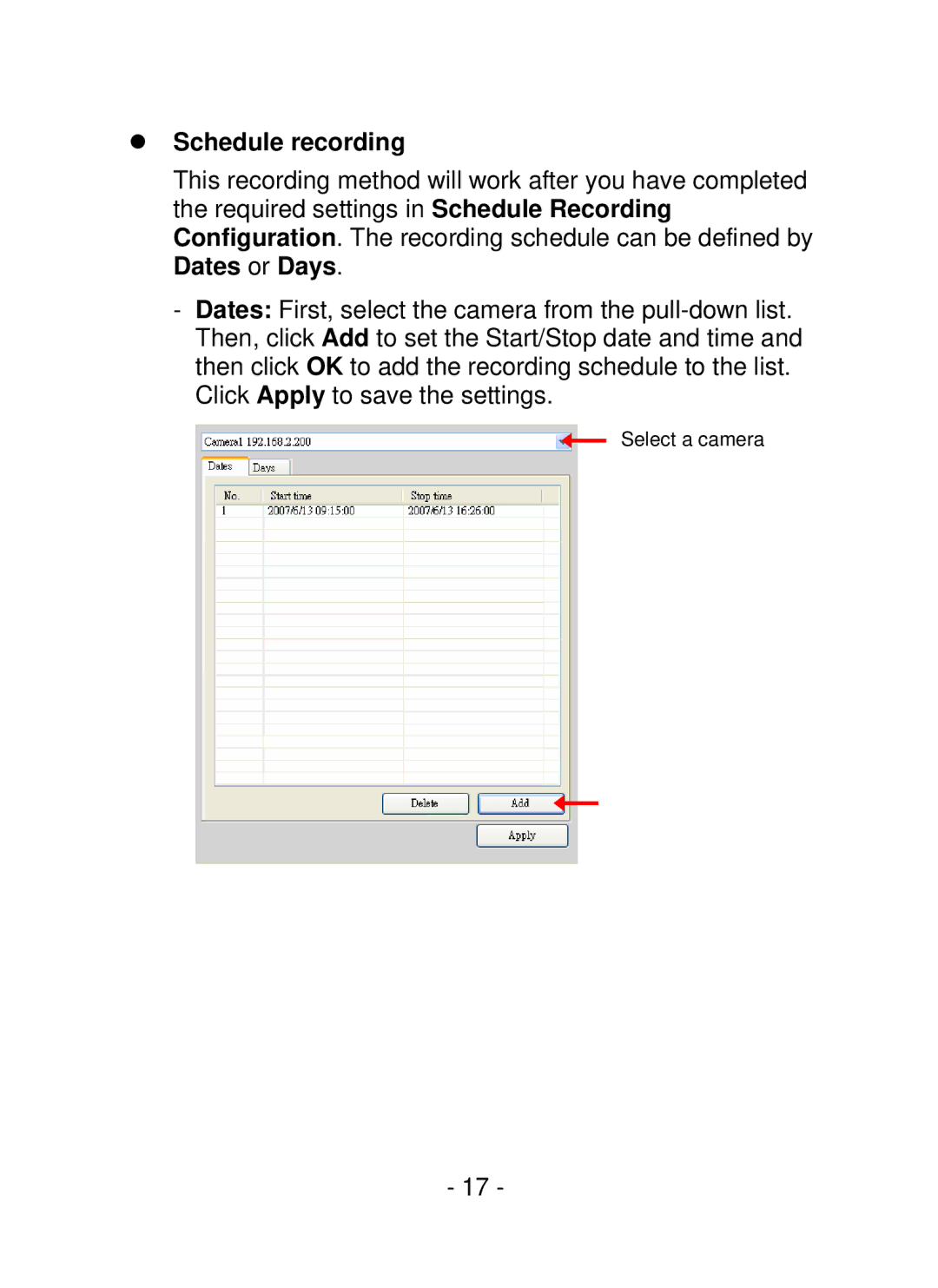 Swann SW211-WIP, SW111-WIP user manual Schedule recording 