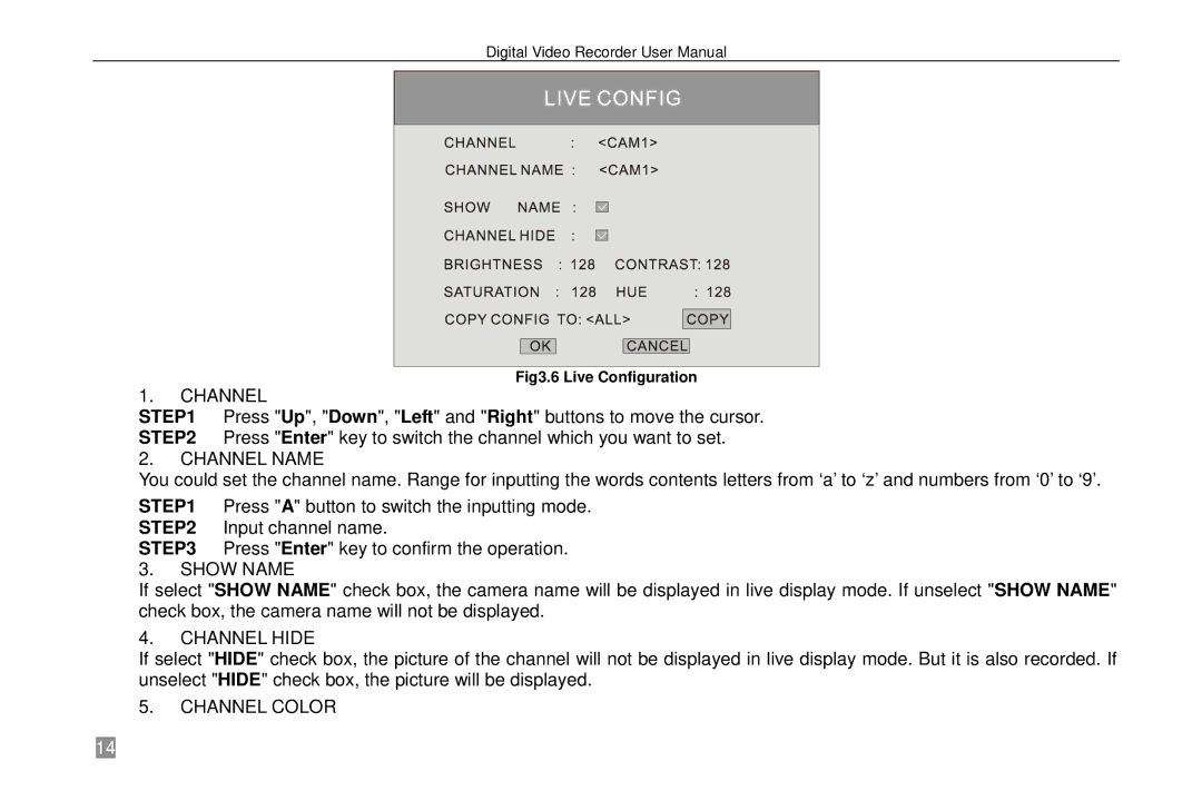 Swann SW242-6T4, P-6T4 manual Channel Name, Show Name, Channel Hide, Channel Color 