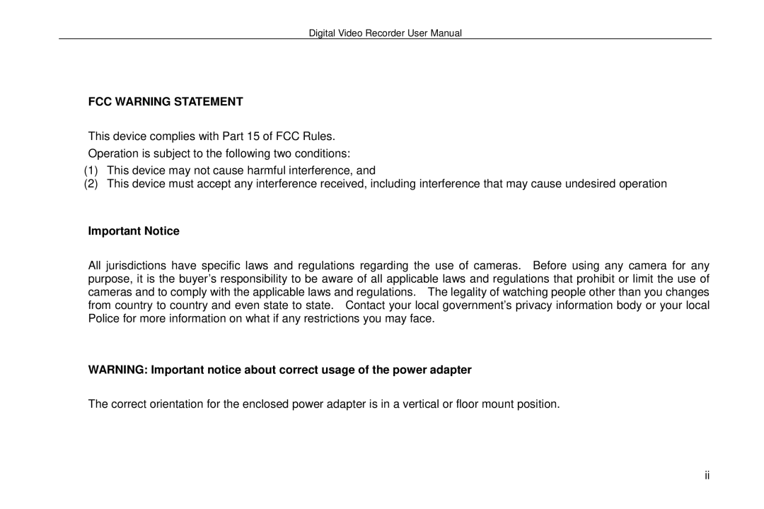 Swann SW242-6T4, P-6T4 manual FCC Warning Statement, Important Notice 