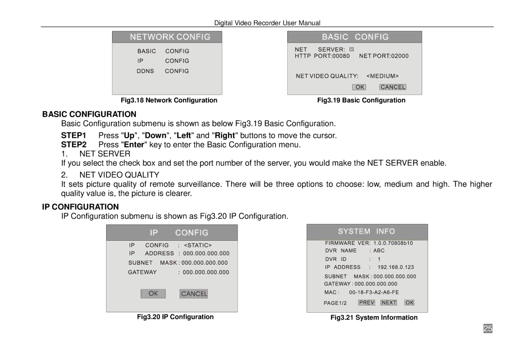 Swann P-6T4, SW242-6T4 manual Basic Configuration, NET Server, NET Video Quality, IP Configuration 