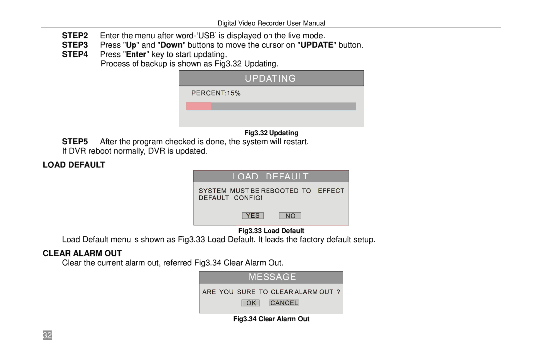 Swann SW242-6T4, P-6T4 manual Load Default, Clear Alarm OUT 