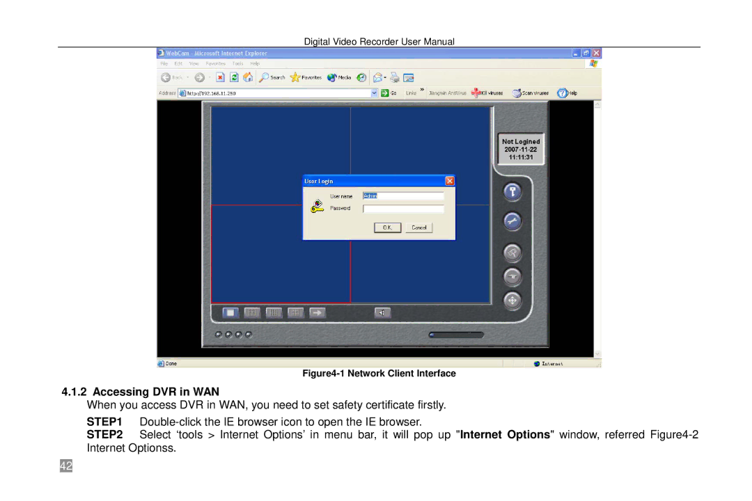 Swann SW242-6T4, P-6T4 manual Accessing DVR in WAN, Network Client Interface 