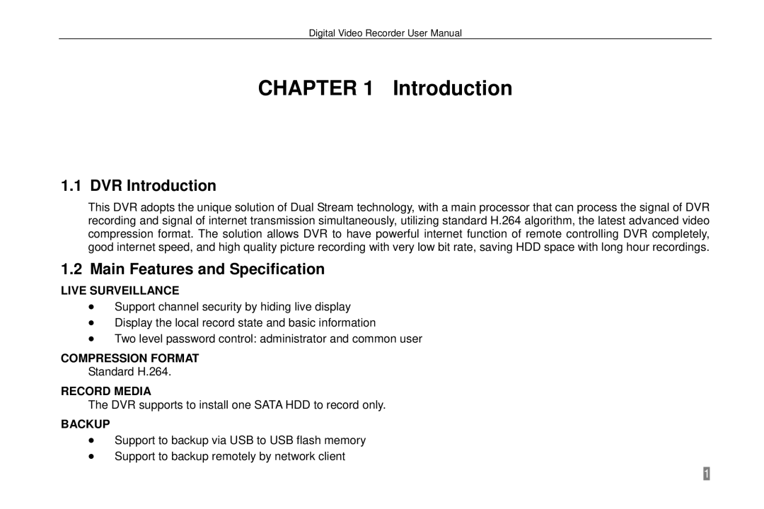 Swann P-6T4, SW242-6T4 manual DVR Introduction, Main Features and Specification 