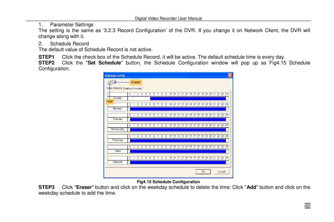 Swann P-6T4, SW242-6T4 manual Fig4.15 Schedule Configuration 