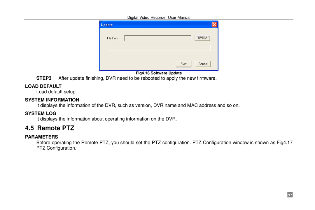 Swann P-6T4, SW242-6T4 manual Remote PTZ, Parameters 