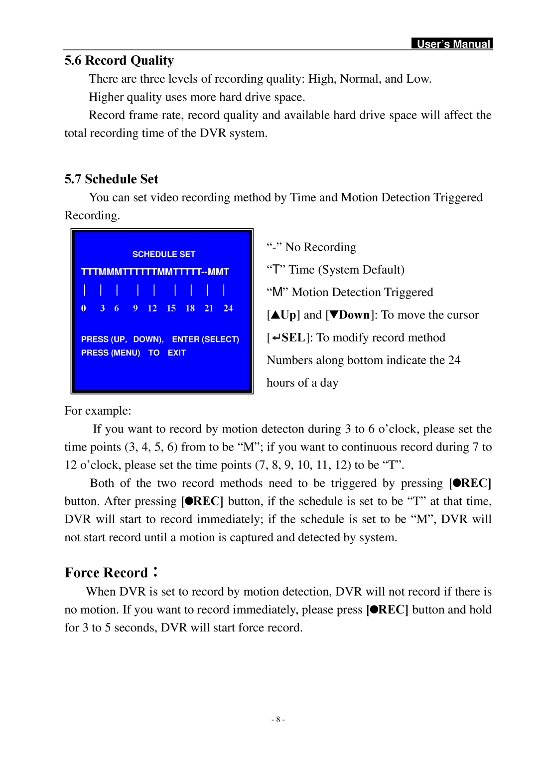 Swann DVR4-1100, SW242-LPN manual Record Quality, Schedule Set 