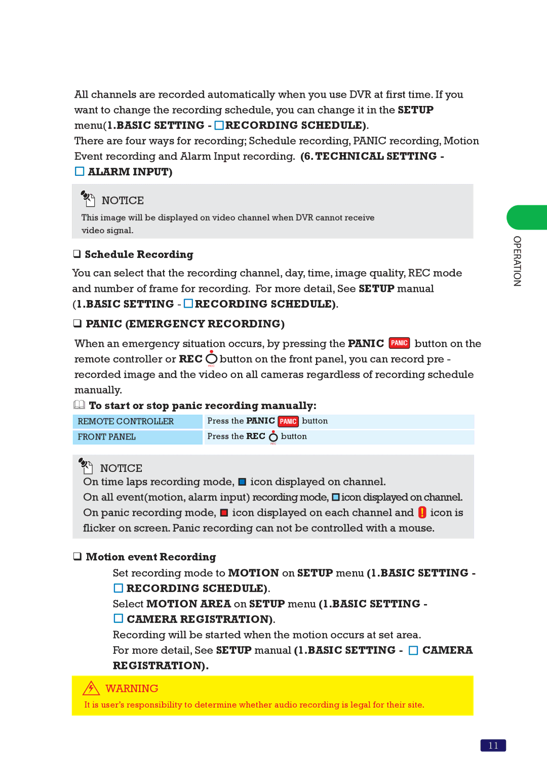 Swann SW244-8ML manual How to record monitoring channels 