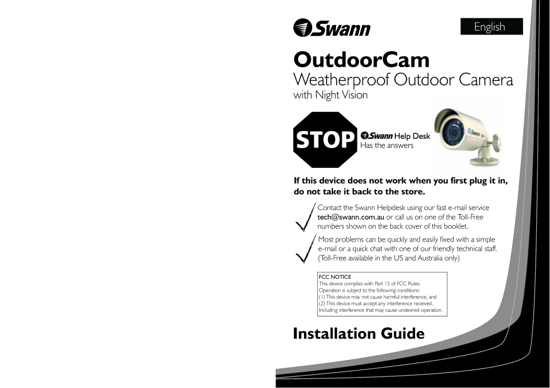 Swann SW244-AUO manual OutdoorCam 