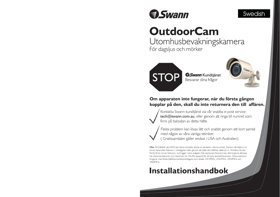 Swann SW244-AUO manual OutdoorCam 