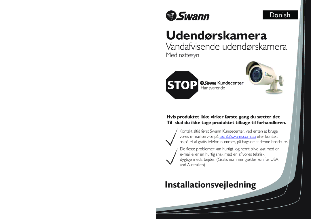 Swann SW244-AUO manual Udendørskamera 