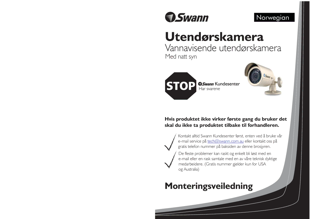 Swann SW244-AUO manual Utendørskamera 