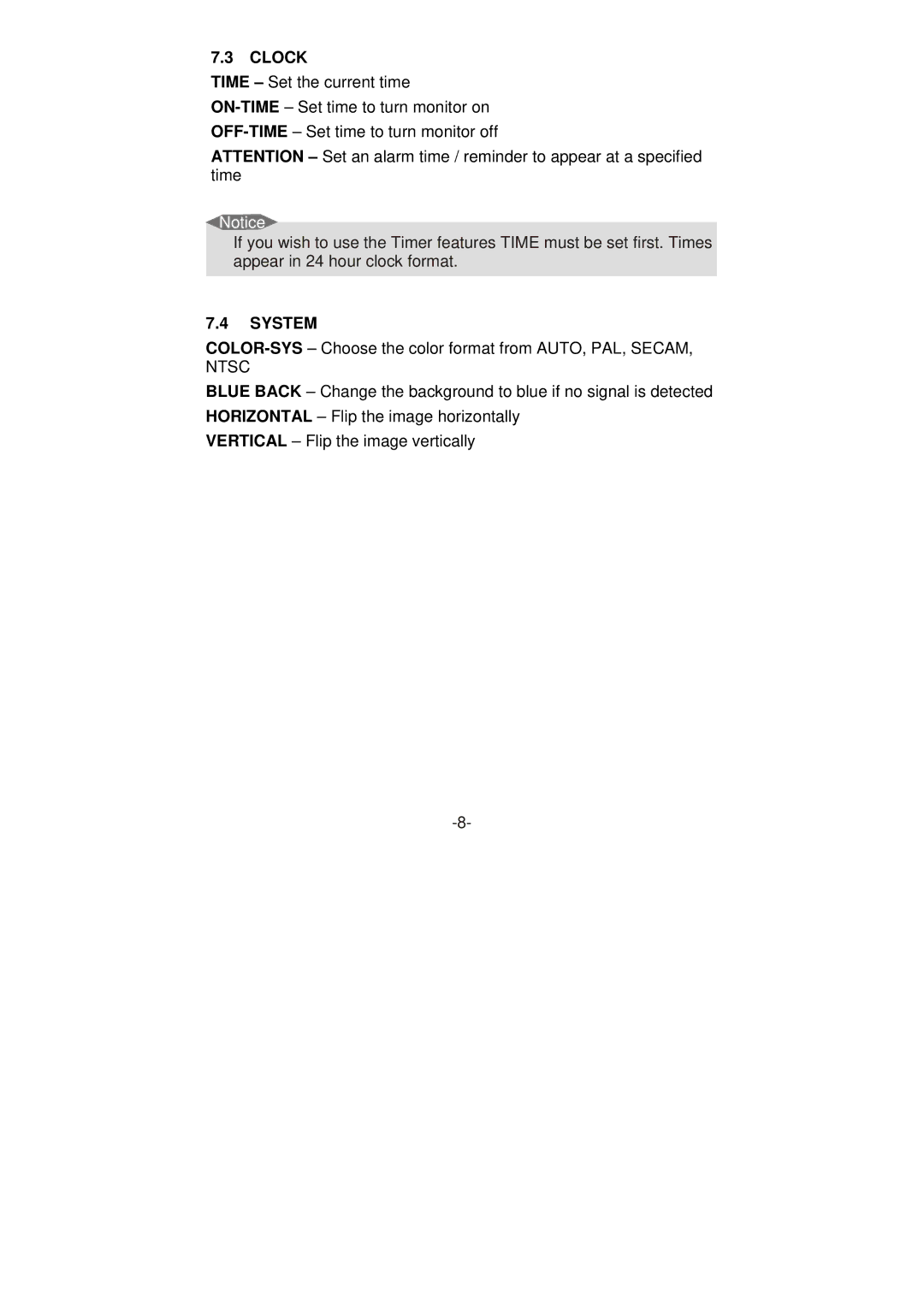 Swann SW248-LM8 instruction manual Clock 