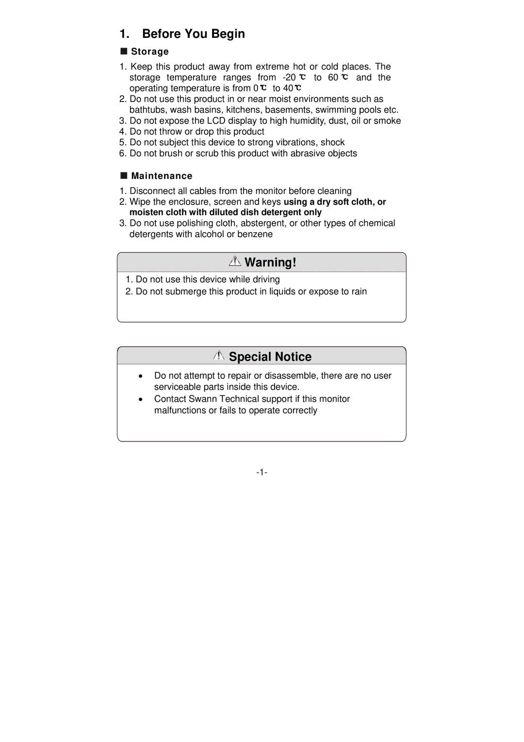 Swann SW248-LM8 instruction manual Before You Begin, Special Notice 