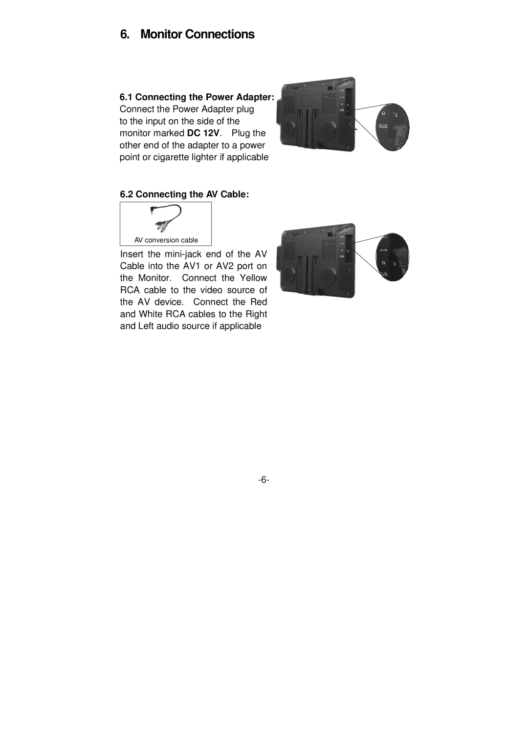 Swann SW248-LM8 instruction manual Monitor Connections, Connecting the AV Cable 