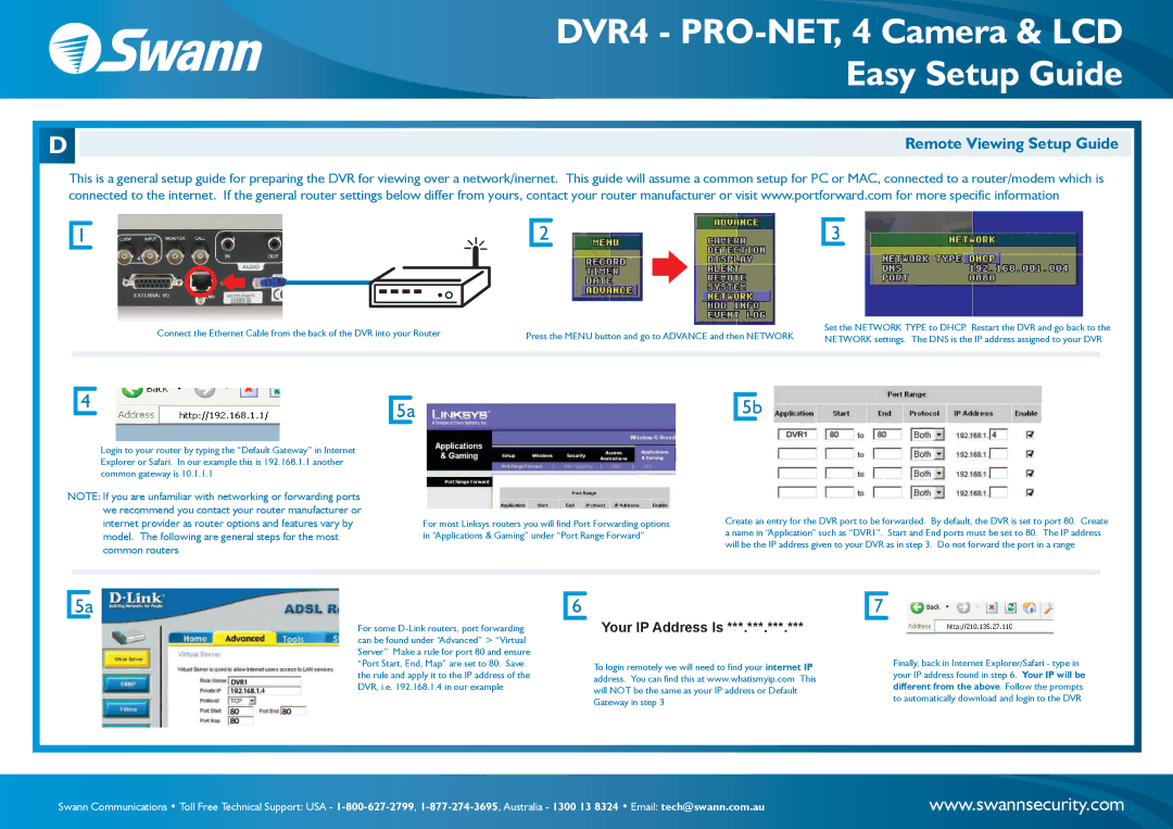 Swann TV Cables setup guide Remote Viewing Setup Guide, Your IP Address Is 