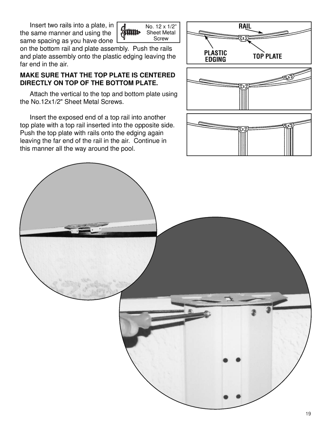 Swim'n Play Above Ground Swimming Pool warranty Rail 