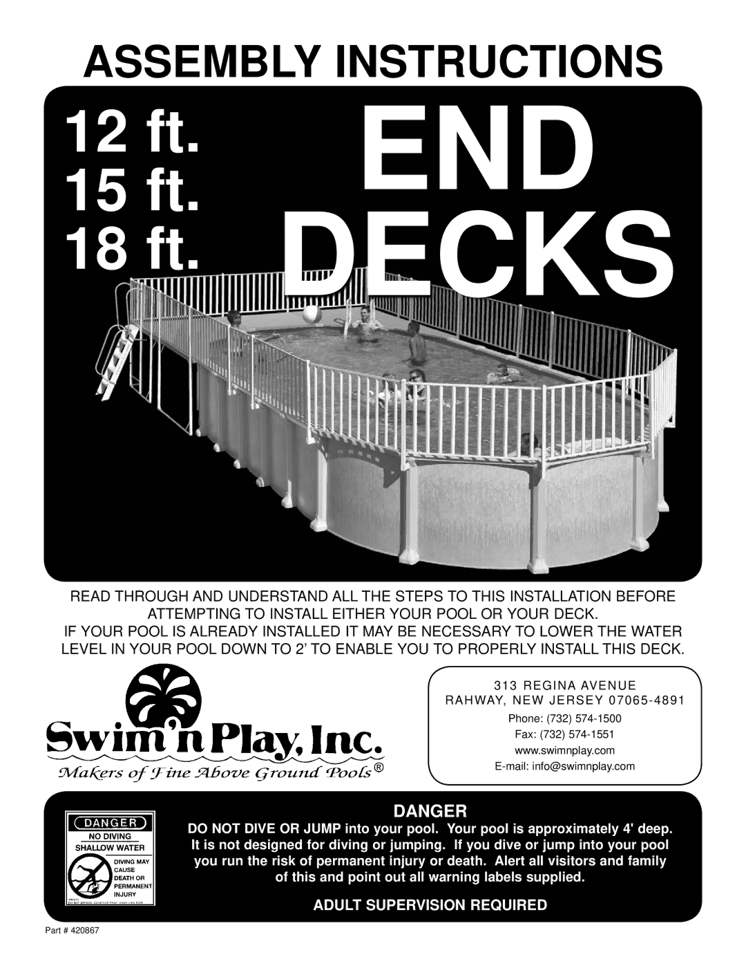 Swim'n Play end deck manual END Decks 